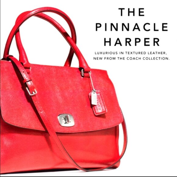 COACH Pinnacle Harper grenadine red embossed lizard tote bag satchel EUC 23572 - Picture 16 of 16
